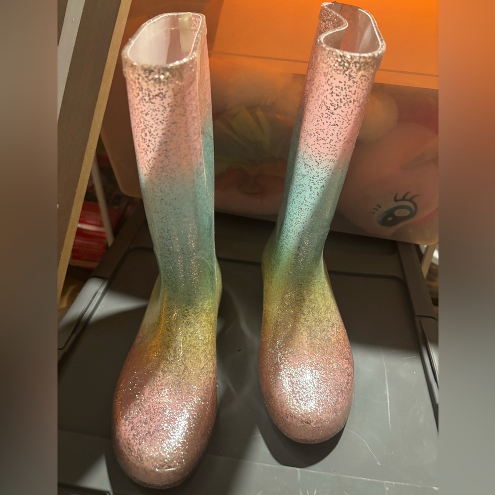 Cat & Jack Glittery Multicolor Kids Rain Boots